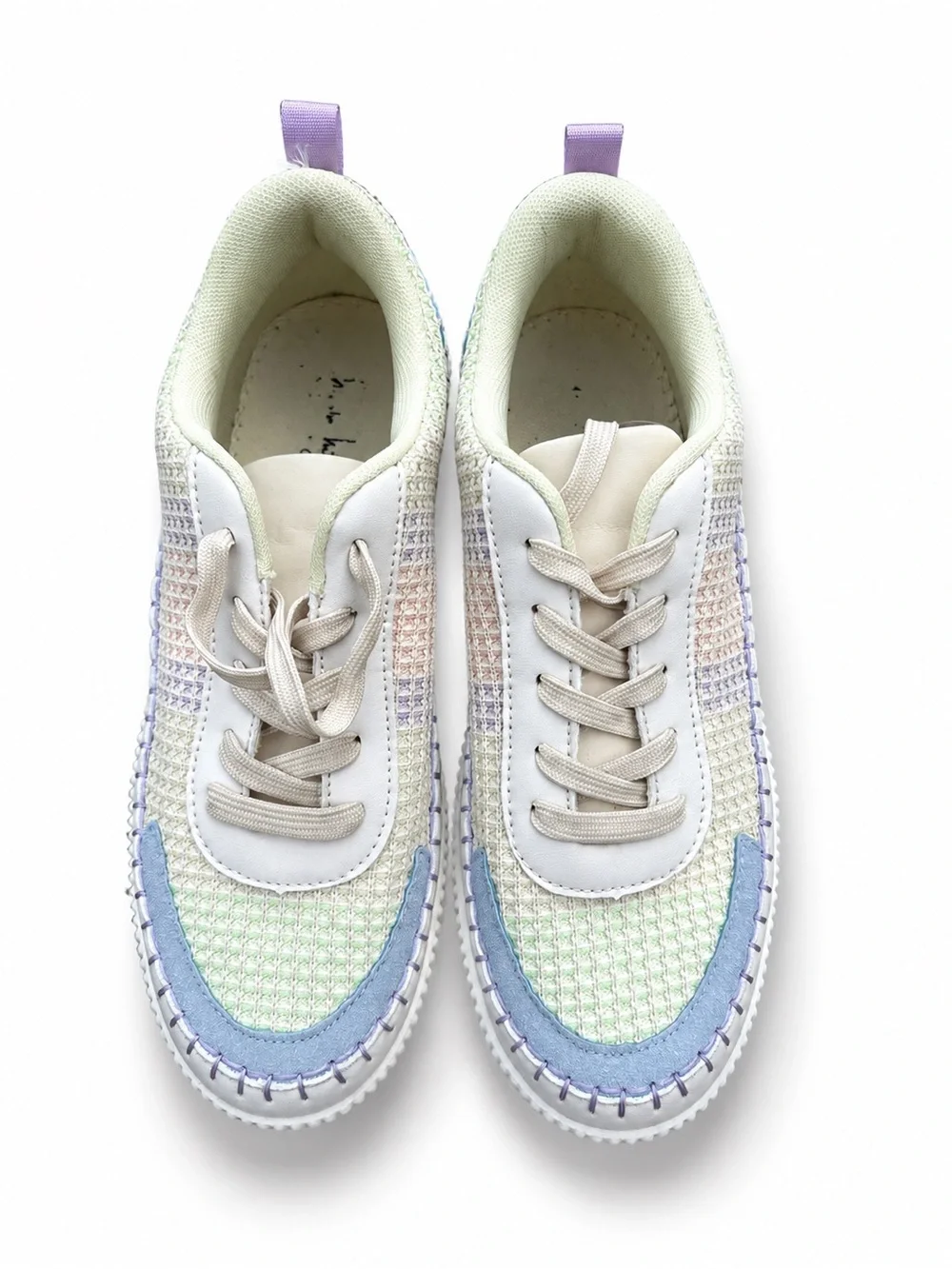 Nicole Miller Pastel Platform Sneakers Size 10 Rainbow Mesh Casual Shoes